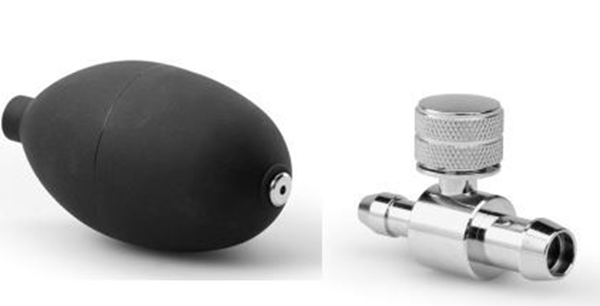 Bollpump till blodtrycksmätare, Med skruvventil latexfri