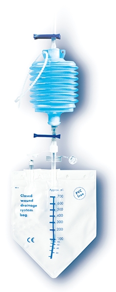 Dränage med sugbälg Bellovac, fg18 med troacar 100-150mmHg