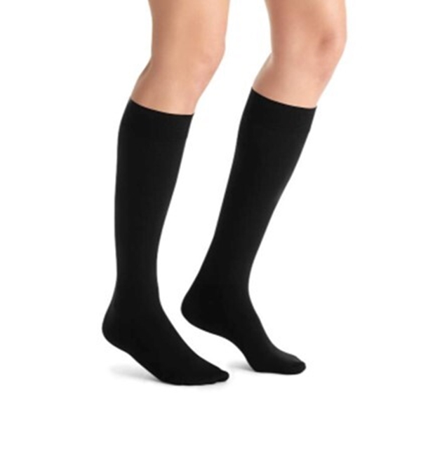 Kompressionsstrumpor knä klass 1 Opaque, XL svart med tå - Jobst