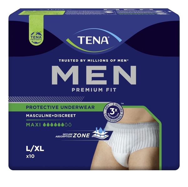 Inkontinensskydd man allt-i-ett byxa, TENA Men Premium Fit Maxi L/XL - Tena - 2
