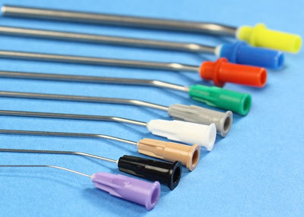 Öronsugkanyl metall enkelböjd, 2,5X80mm orange rund hub