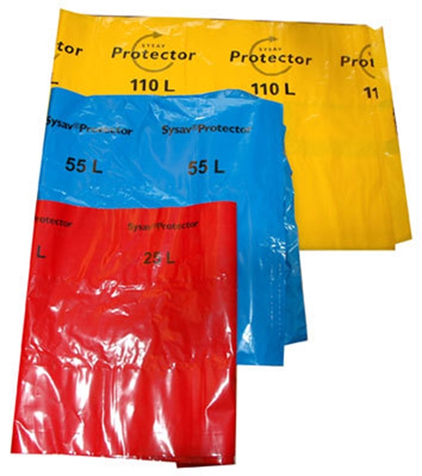 Riskavfallssäck, t 55L 377x377mm blå