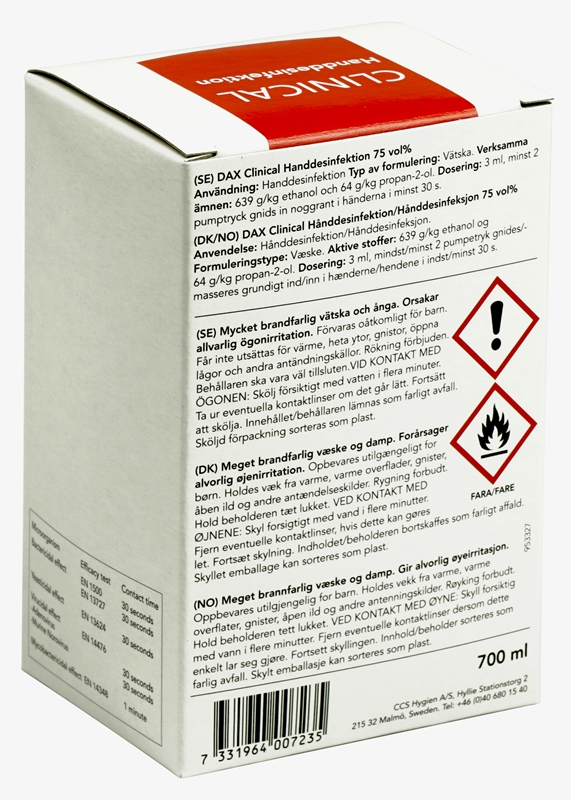 Handdesinfektion Dax Clinical bag-in-box 75%, 700ml refill t AD-dispenser - Dax - 3