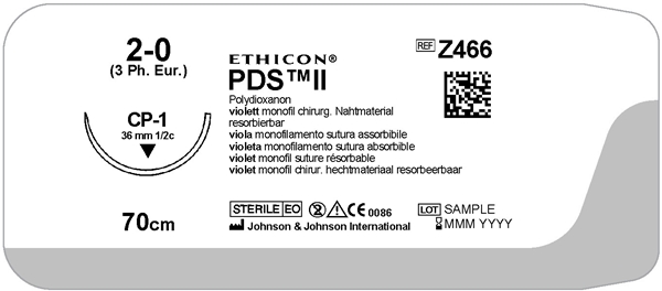 Sutur PDS II 2-0 Z466H, 70cm nål CP-1