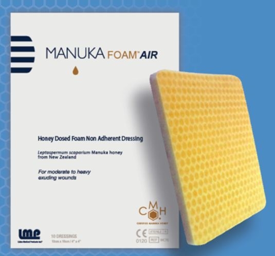 Skumförband honung Manuka Foam, 10x10cm ej häft - Manuka