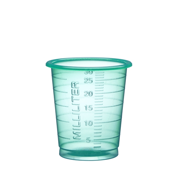 Medicinbägare plast Eco, 30ml smal grön