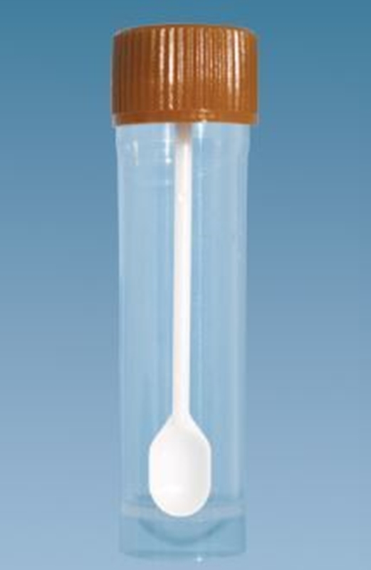 Faecesrör med sked 20ml, 76x20mm PP plan botten 