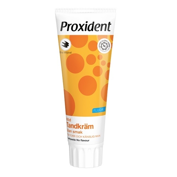Tandkräm Proxident utan smak, 75ml torr känslig mun m fluor 