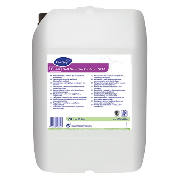 Sköljmedel Clax soft Sensitive, 10L oparfymerad Pur-Eco - Clax