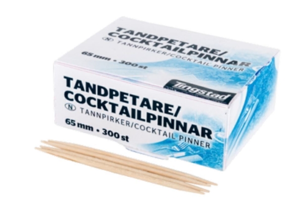 Tandpetare trä, 65mm 300st/förpackning