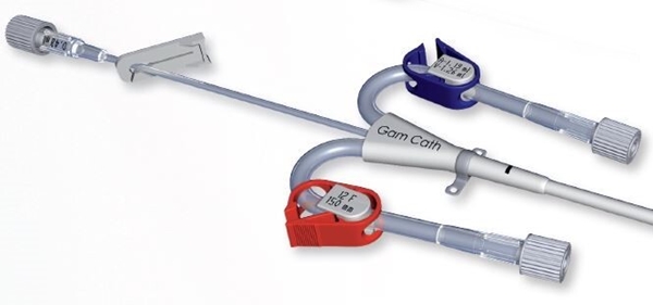 Kateter GamCath GTHK 1315J , 15cm böjd 3lum m ledare - GamCath