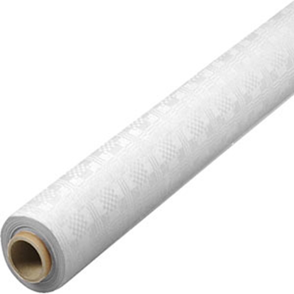 Bordsduk papper Damast, 1,2x10m vit rulle