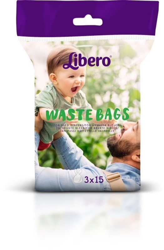 Avfallspåsar barnblöja, Libero wastebags 3x15