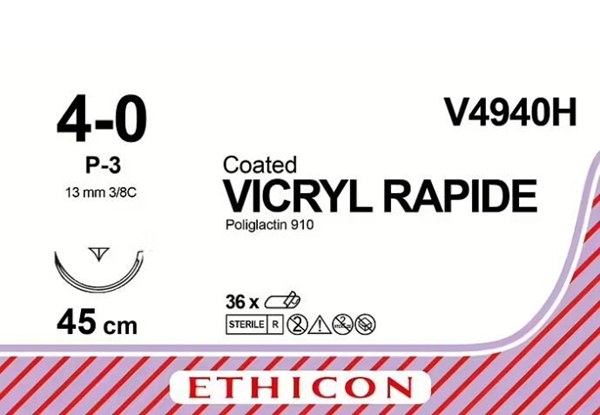 Sutur Vicryl Rapid 4-0 V4940H, 45cm P-3 - Vicryl