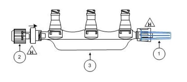 Manifold 3-port NanoClave, utan slang - ICU Medical