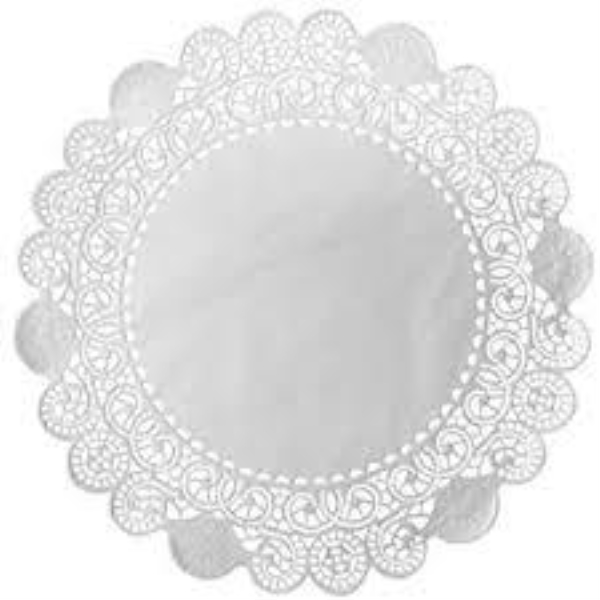 Spetspapper runt, 23cm vit mönster