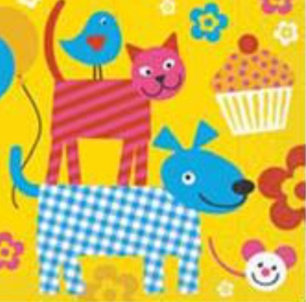 Servett tissue 1/4 vikt 3L, 33x33cm barnmotiv