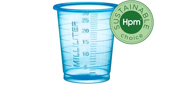 Medicinbägare plast Eco+, 30ml smal blå