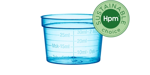 Medicinbägare plast Eco+, 30 ml bred blå