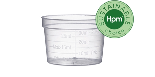 Medicinbägare plast Eco+, 30 ml bred transparent