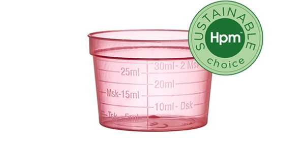 Medicinbägare plast Eco+, 30 ml bred röd