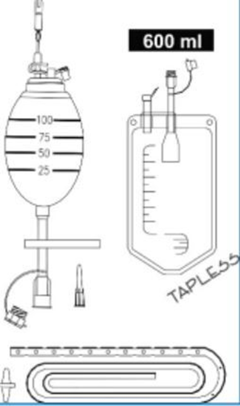 Dränageset m boll 100 ml, 25mm Hg CH19