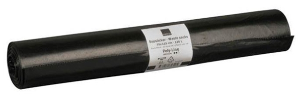 Sopsäck LLD plast co-ex, 125L 750x1150mm 35my svart