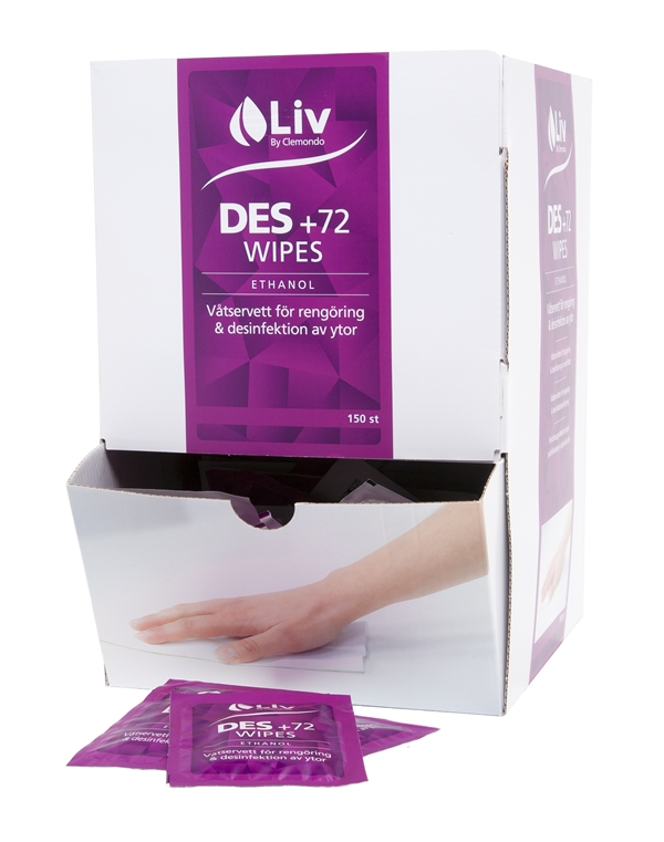 Ytdesinfektion servett Liv +72, m tensid 20x20cm styckfp