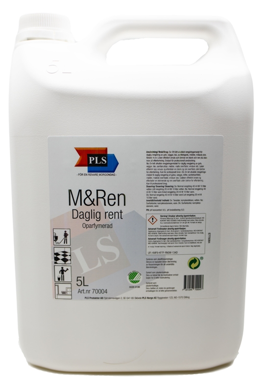 Allrengöringsmedel M&Ren, 5L pH=9/8 oparfymerad Svanen  - PLS