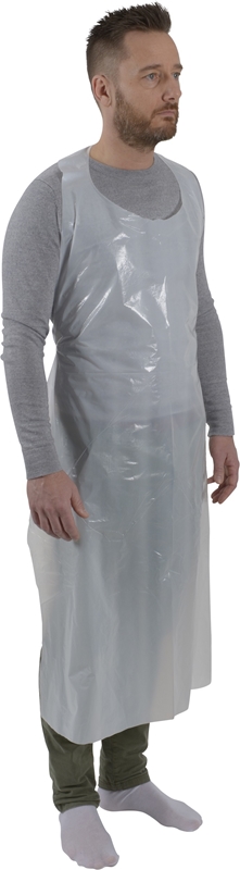 Förkläde plast engångs, 80x130cm 30my vit dispkrt