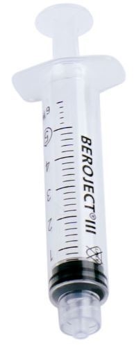 Spruta luerlock 3komp Beroject, 5ml grad 0,2ml centrerad - Beroject - 1