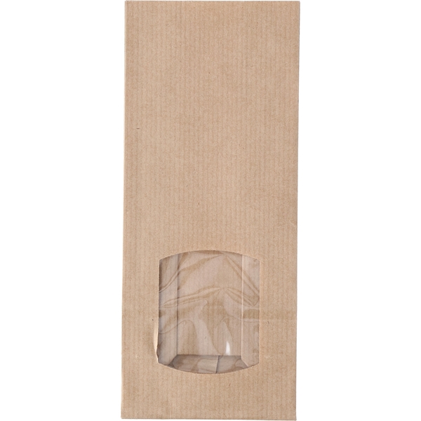 Brödpåse med fönster, 80x50x190mm brun