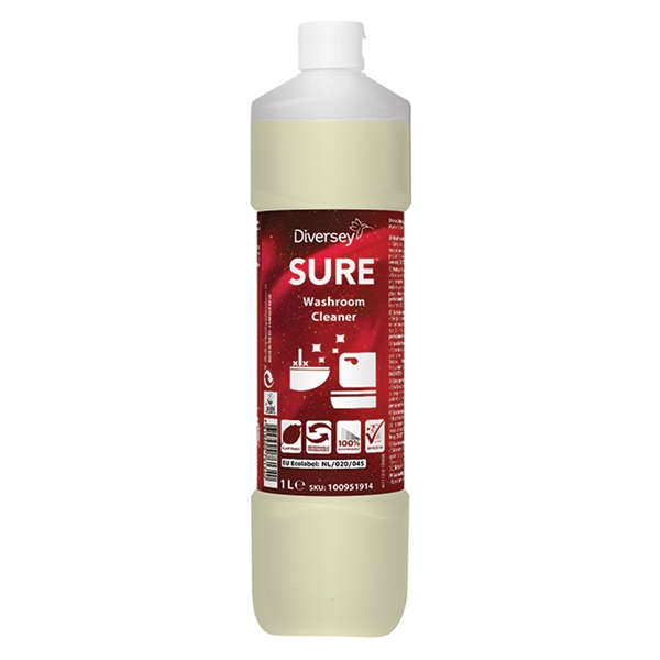 Sanitetsrengöring SURE Washroom Cleaner, 1L pH=12 oparfymerad - SURE