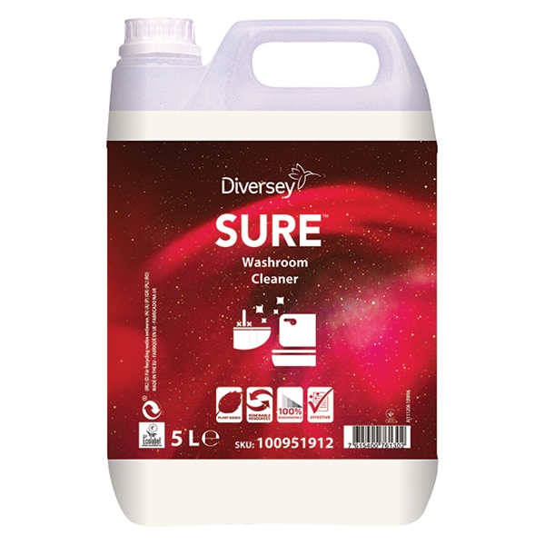 Sanitetsrengöring SURE Washroom Cleaner, 5L pH=12 oparfymerad - SURE