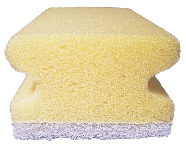 Rengöringssvamp utan slipmedel, 7,5x15cm vit/gul m grepp