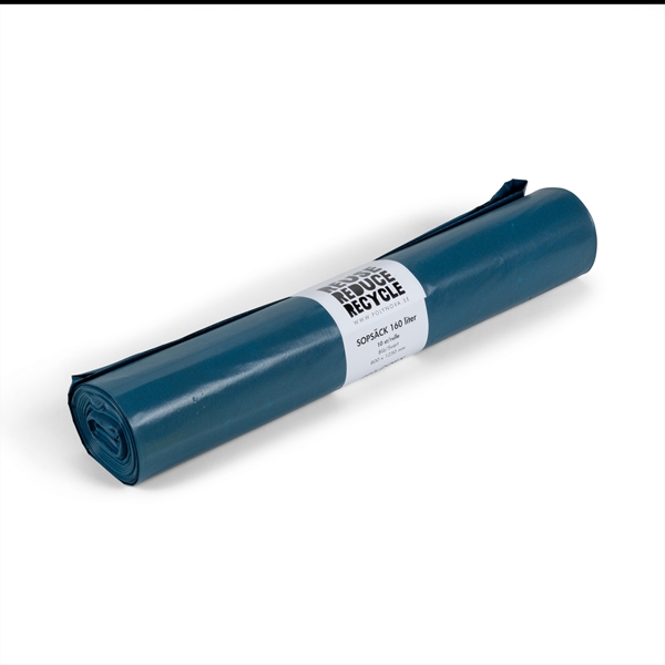 Sopsäck LD plast PolyCOEX, 160L 800x1250mm 60my blå/svart - 1