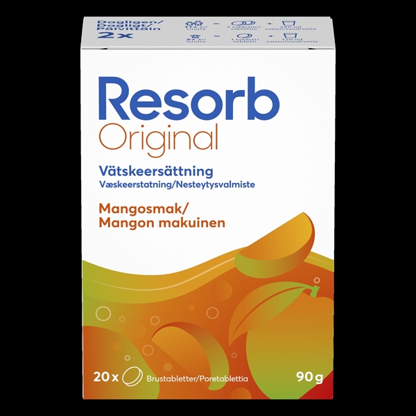 Resorb Original vätskeersättn, Mango 2x10st brustabletter 