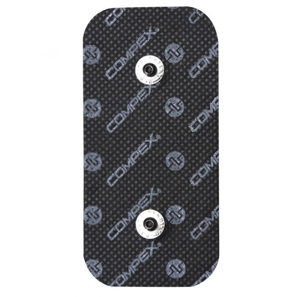 Självhäftande elektroder av flergångstyp. Passar till Compex-stimulatorerna som har knapp-anslutning, 50x100mm Tryckknapp