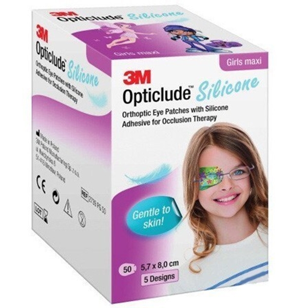 Ögonförband Opticlude Silicone, 57x80mm maxi flickmotiv - OPTICLUDE - 1