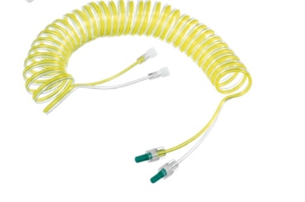 Förlängningsslang spiral Proset, 2lum micro 850cm gul/transp