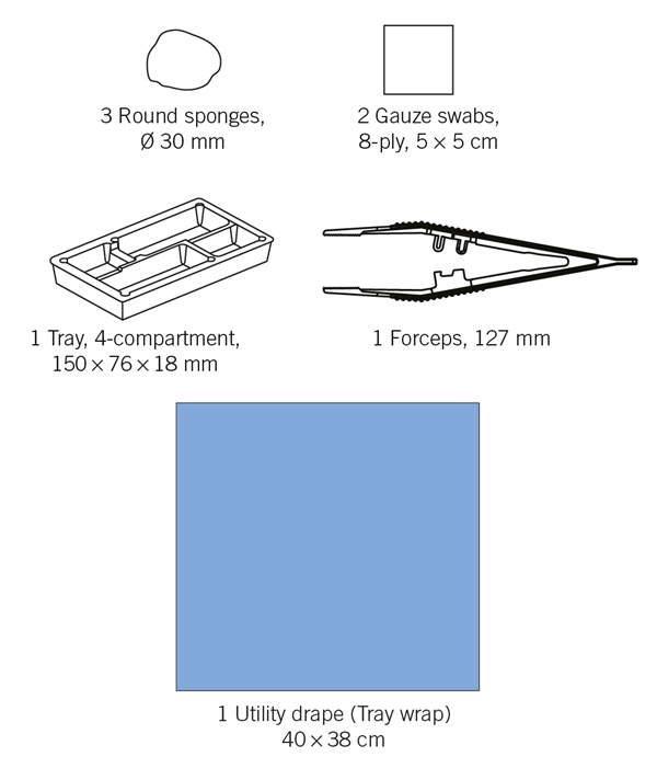 Omläggningsset gasväv evercare, 2 ko 3 tork pin tråg duk - evercare® Medikit