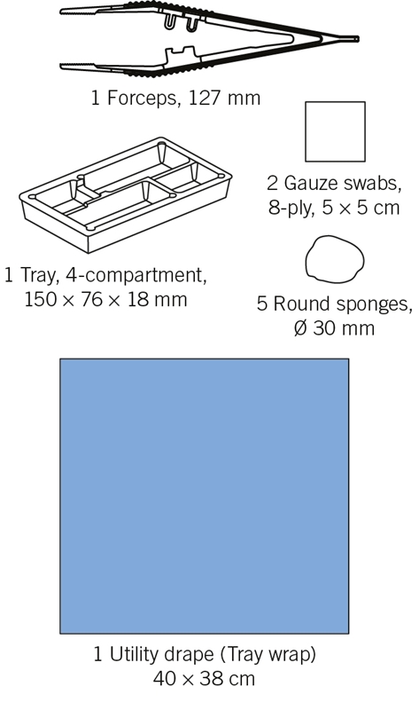 Omläggningsset gasväv evercare, 2 ko 5 tork pin tråg duk - evercare® Medikit