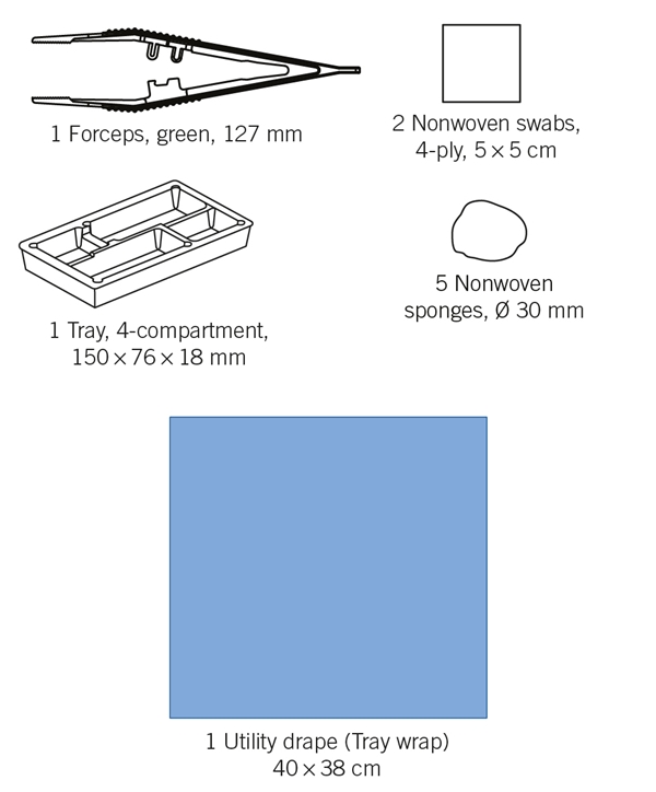 Omläggningsset nonwoven evercare, 2 ko 5 tork pin tråg duk - evercare® Medikit