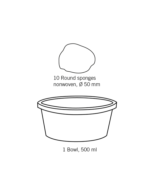 Tvättset nonwoven evercare, 10st Ø50mm skål 500ml - evercare® Medikit