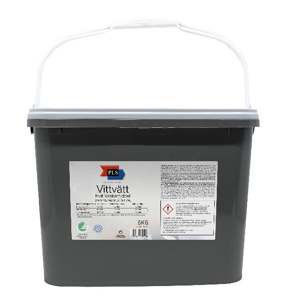 Tvättmedel pulver vittvätt PLS, 5kg oparfymerad Svanen