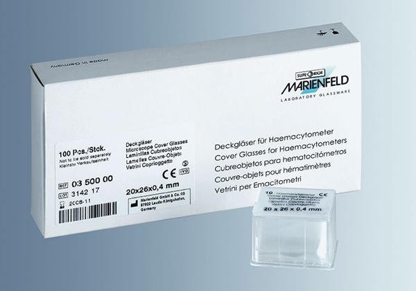 Täckglas räknekammare, 22x22x0,4mm - Marienfeld