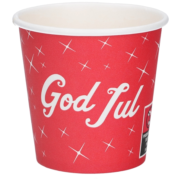 Glöggbägare papper God Jul , 12cl röd/vit PE-beläggning