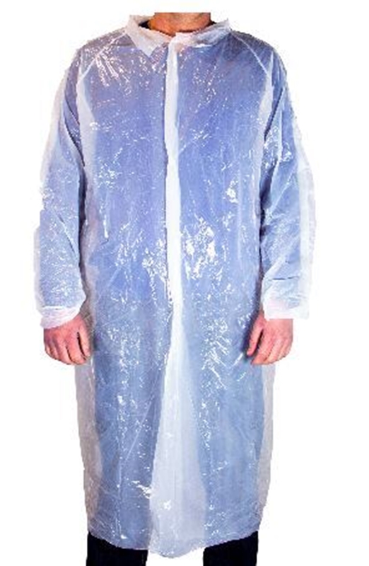 Skyddsrock engångs PE, 762x1270mm 15my vit - POLYNOVA