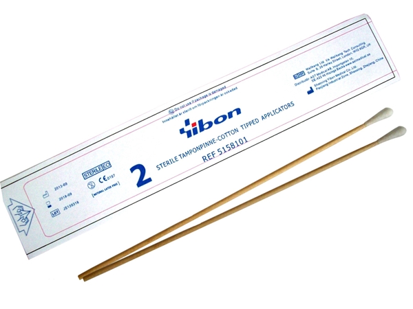 Öronpinne trä Yibon, 15cm m bomull 1 ände 2p steril