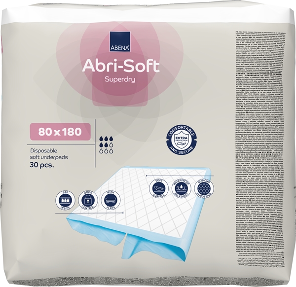 Hygienunderlägg engångs, 80x180cm Abri-Soft Superdry - Abena - 2